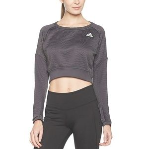 Adidas Aktiv Croc Cropped Pullover Sweatshirt Gray